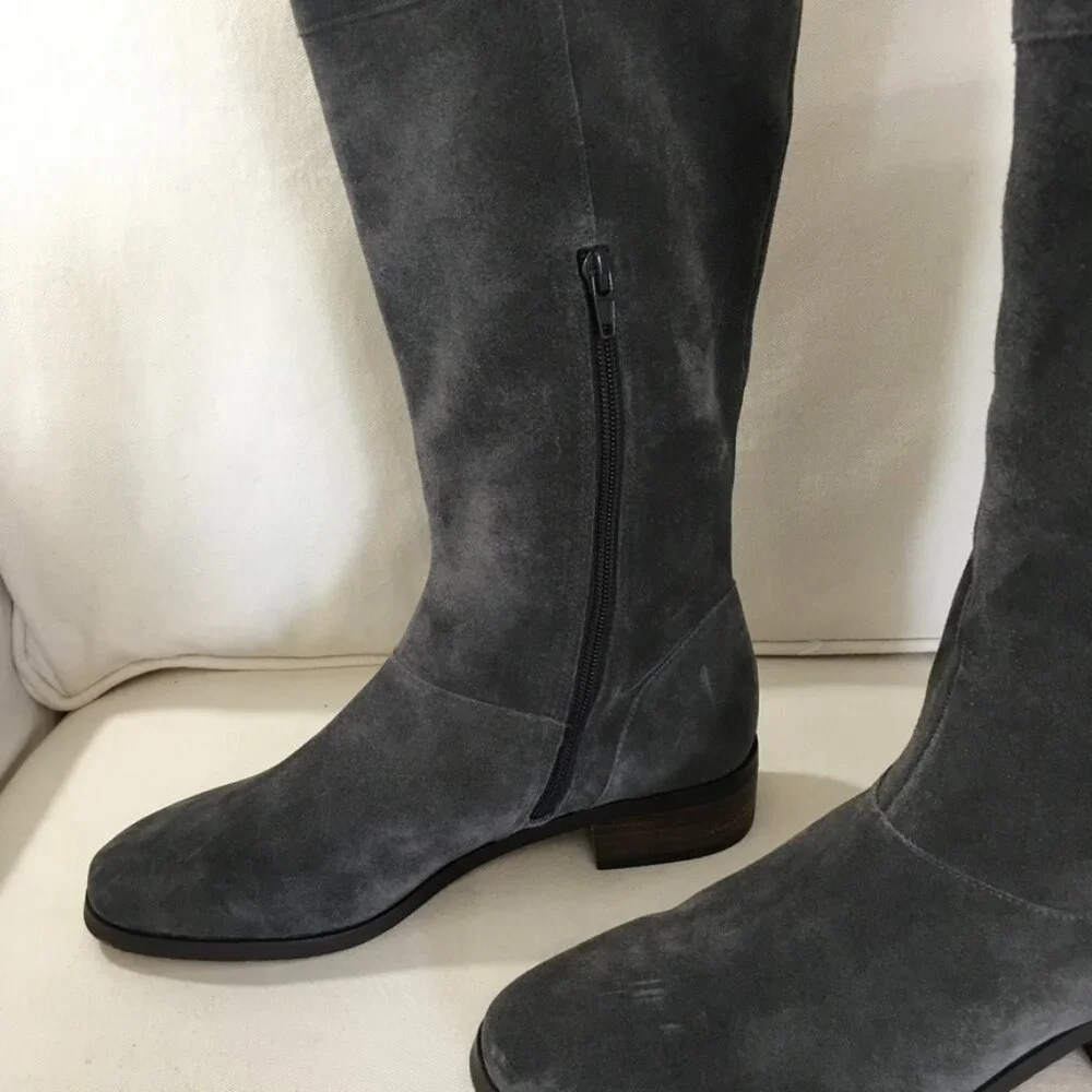 Sole Society Carlie Gray Suede Leather Boots NWOT